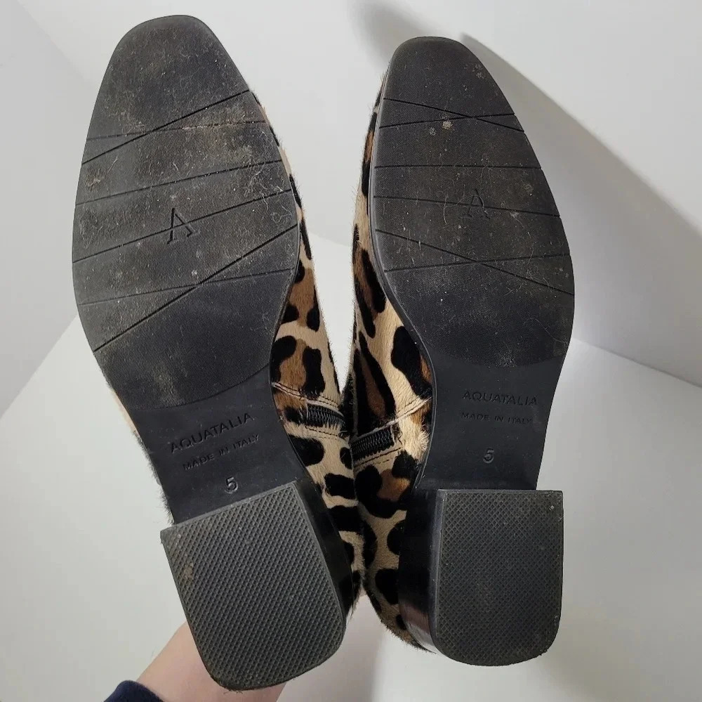 Aquatalia Faria weatherproof cheetah ankle booties with heel 5 - Picture 6 of 8
